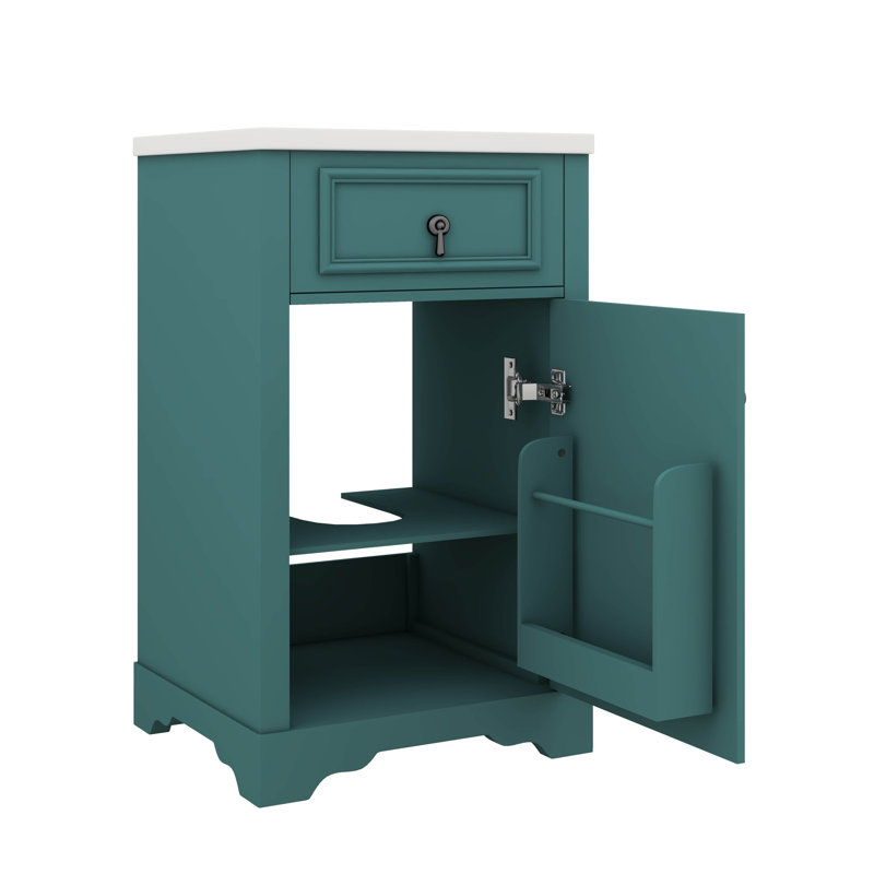 Meuble-lavabo de 20 po avec lavabo en céramique, porte à fermeture en douceur, tablette réglable, Vert