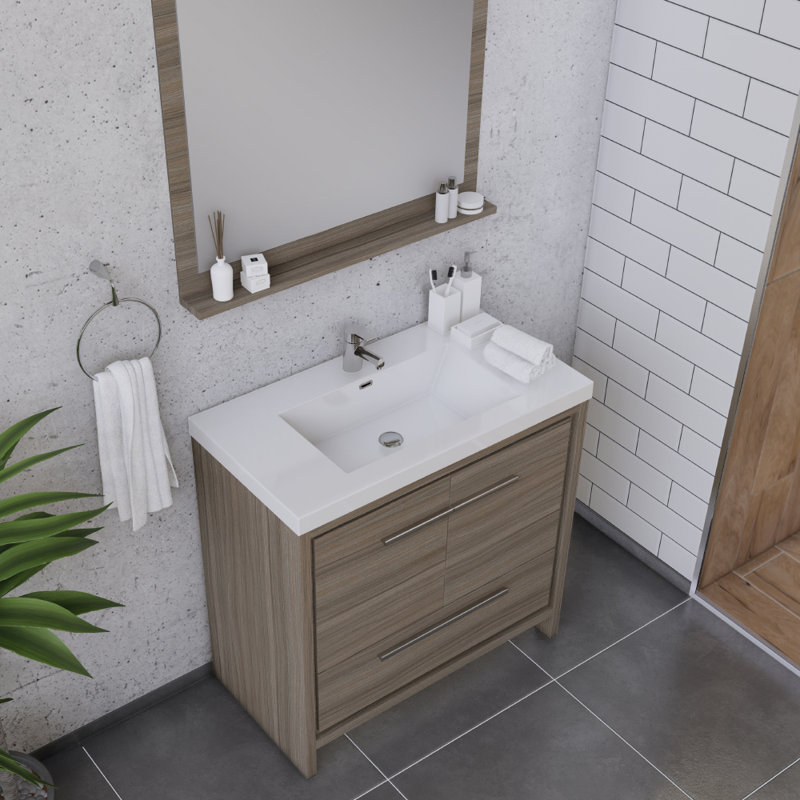 Ensemble de meuble-lavabo simple 36 po Feike, Gris