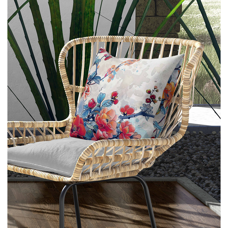 Scarlet Wing Heaven Indoor/Outdoor Pillow, Blue/Red, Square 20"
