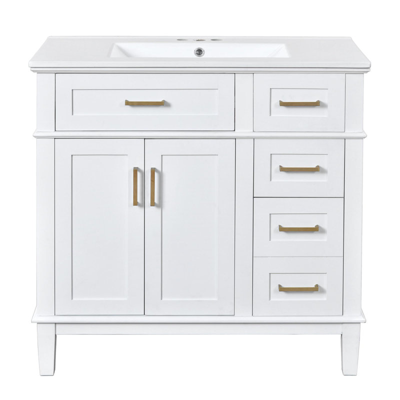 Meuble-lavabo de salle de bain avec armoire de rangement, Blanc