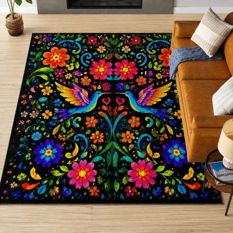 Tapis décoratif à motif floral colibri 1Pcs, W55 * L78,7 po * 1 pièce