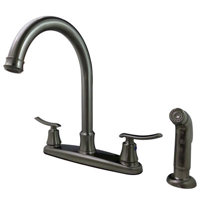 Robinet de cuisine central à 4 poignées à 4 trous 8 po avec douchette latérale Kingston Brass
