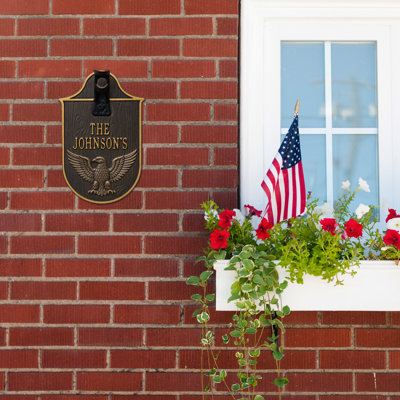 Eagle Flagpole Holder Plaque, Standard Wall 2-line