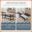 Rectangular Dining Table Set For 6, 71" Farmhouse Dining Table Set With 6 Upholstered Chairs And Storage Shelf, Marble Grain Tabletop With Metal Frame, Black/White Split-Colour-92868572