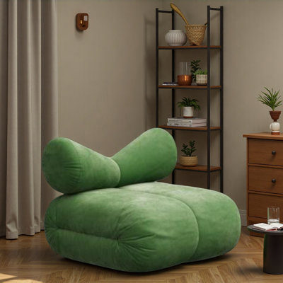 Creamy Single Leisure Chair with Bow Design.
