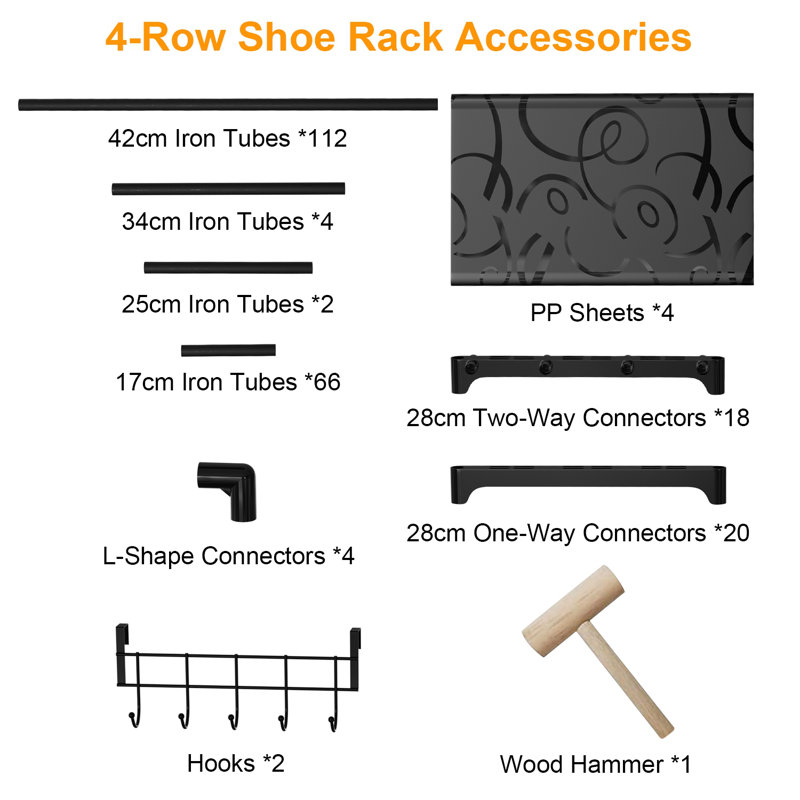 64 Pair Stackable Shoe Storage Rack for Entryway Closet