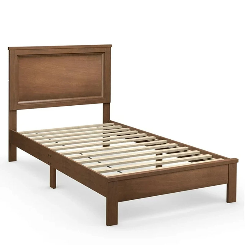 Base de lit Algene, Simple, Noyer