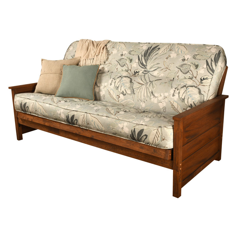 Futon de lit double avec matelas Anders, Pluie Takara, Brun patiné