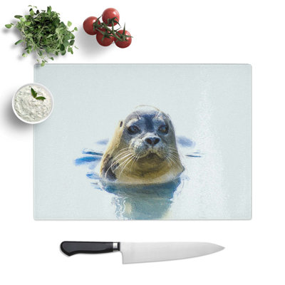 Glass Grey Seal Chopping Board