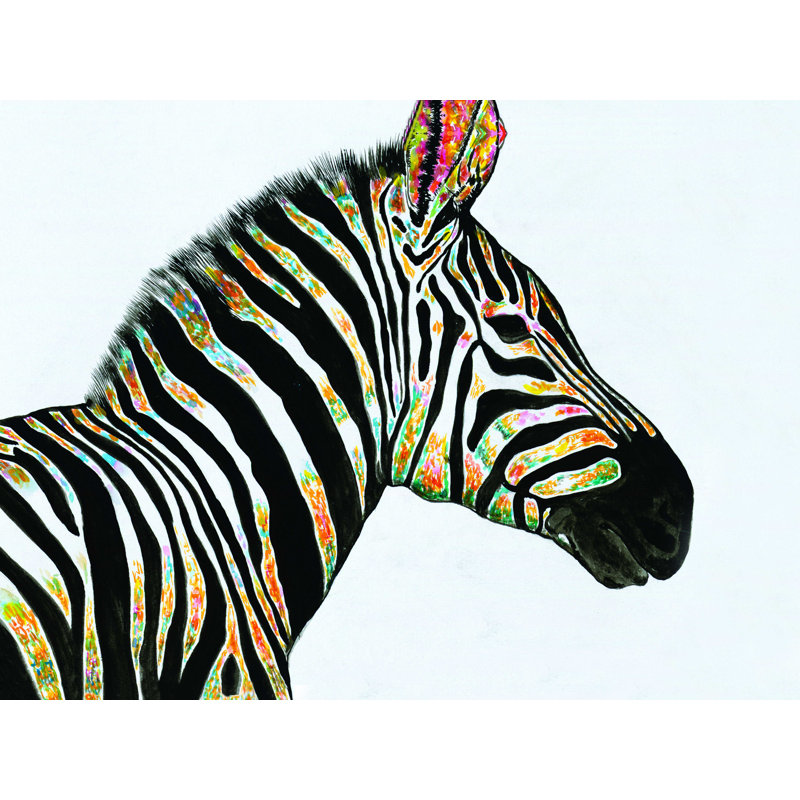 Zèbre coloré peint, H 36 po x l 48 po