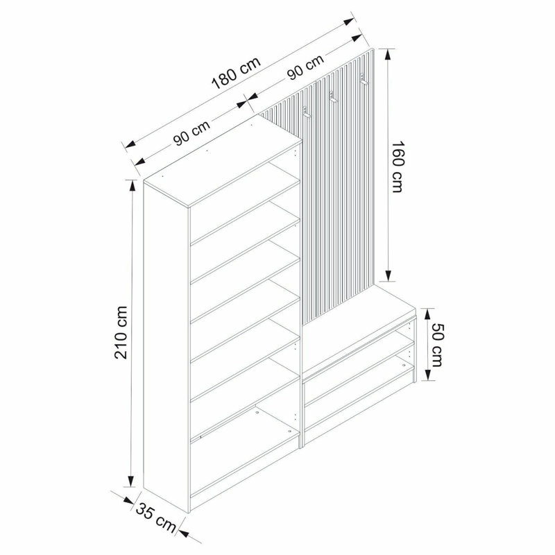 Modern Hall Stand with Walnut Finish, 70.9 x 82.7 x 13.8 inches | 100% Melamine Coated Particle Board, Thickness: 0.7 inches | Stylish Storage Solution for Entryway & Hallway, Durable & Elegant Design