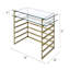 Bureau Shona avec plateau en verre transparent et finition or antique