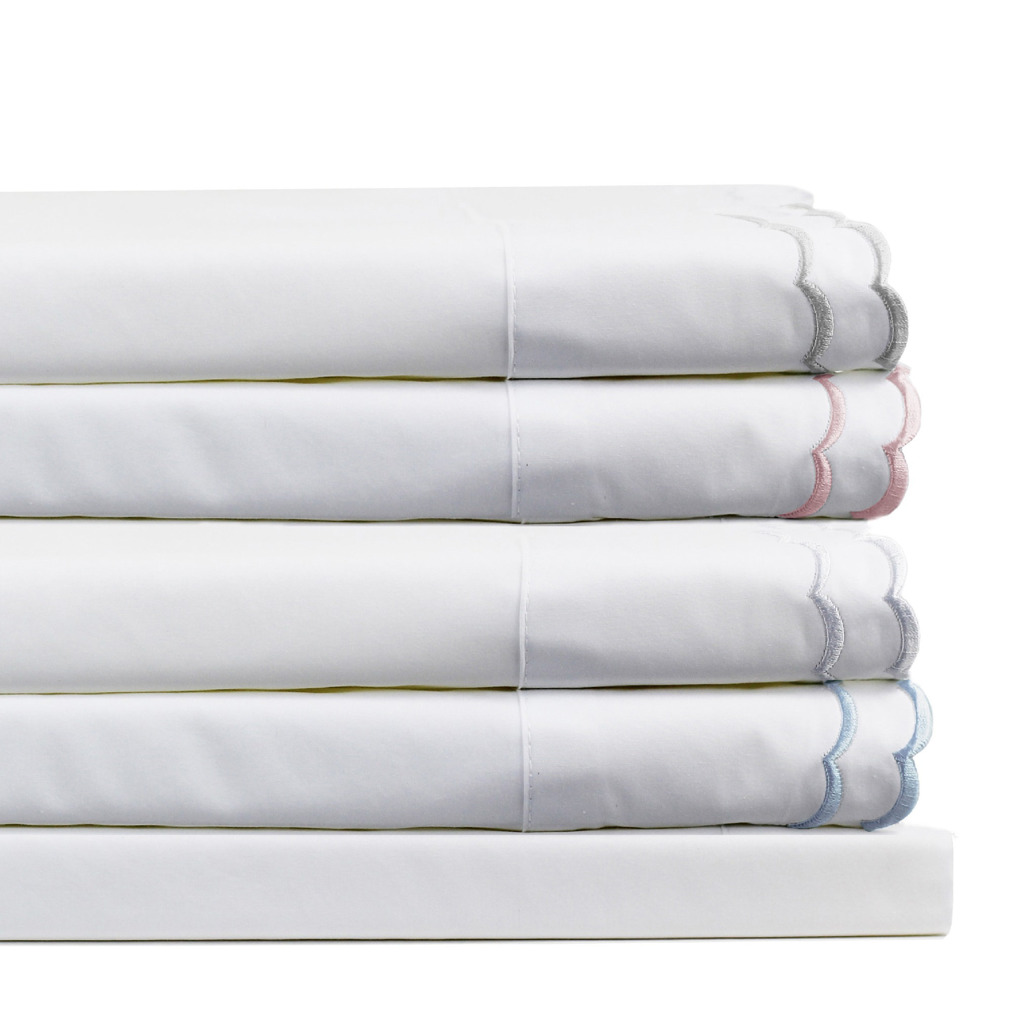 Bara Percale Sheet Set, Rose/White, Twin Sheet Set with 1 Pillowcase