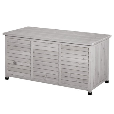 Outsunny 75 Gallon Wooden Deck Box, Outdoor Storage Container With Aerating Gap & Weather-Fighting Finish
