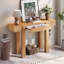 Console rustique en bois minimaliste avec tiroir caché et prise de courant latérale-795878948