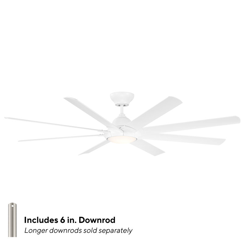 Hydra 8 - Blade Outdoor LED Smart Standard Ceiling Fan with Wall Control and Light Kit Included, Works With Alexa and iOS or Android App