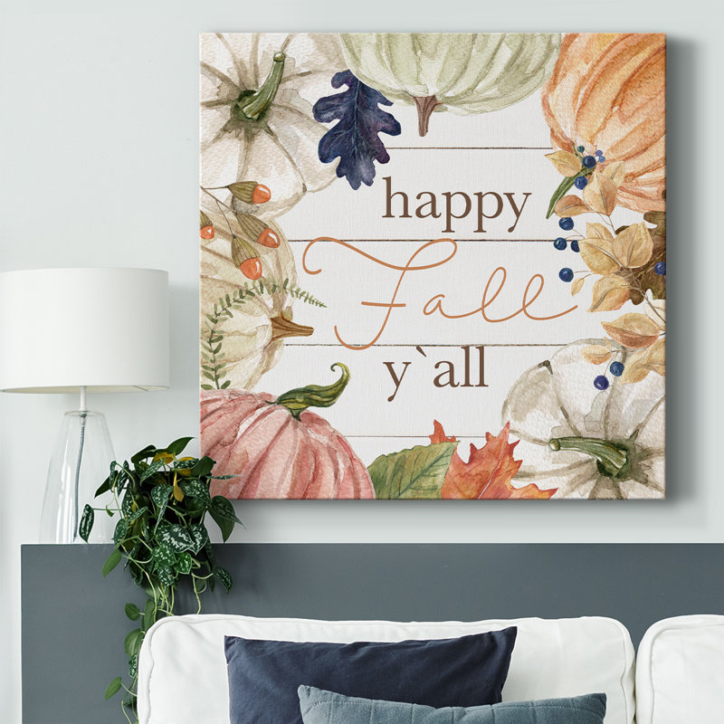 «Happy Fall Y'All» sur toile, H 40 po x l 40 po x P 1,5 po