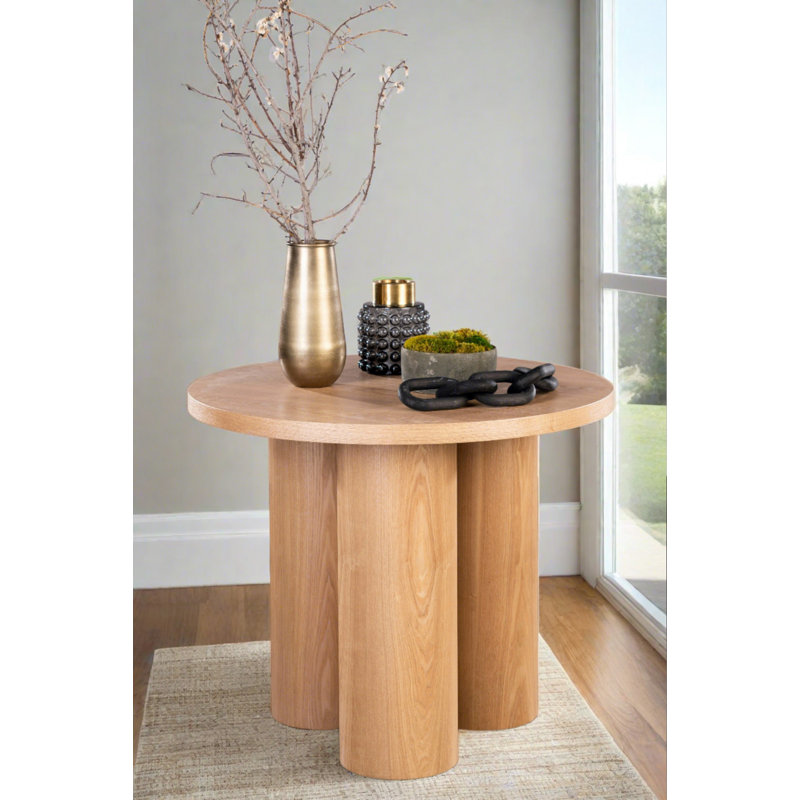 Balmain 36" Round Wood 3-Leg Accent Table – Modern Entryway, Side, or Small Dining Table