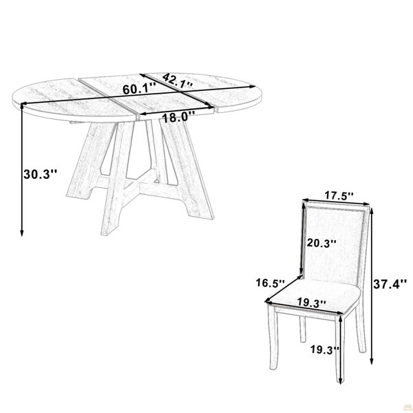 August Grove Farmhouse Extendable Round Dining Table Set For 4, Kitchen ...