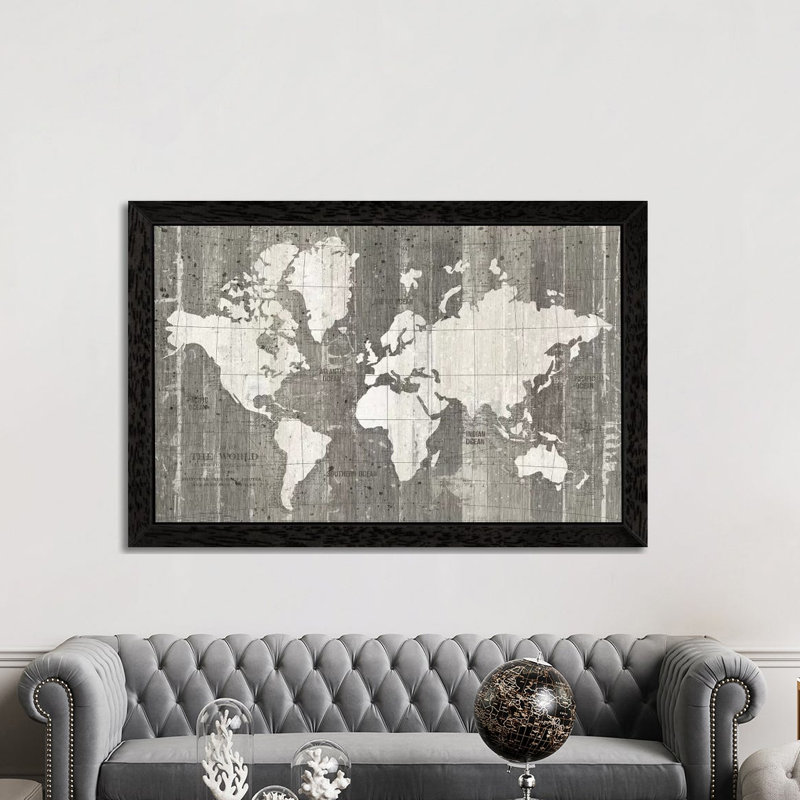 Old World Map by Wild Apple Portfolio - Print on Canvas, Black Framed, 152.5 cm H x 101.5 cm W