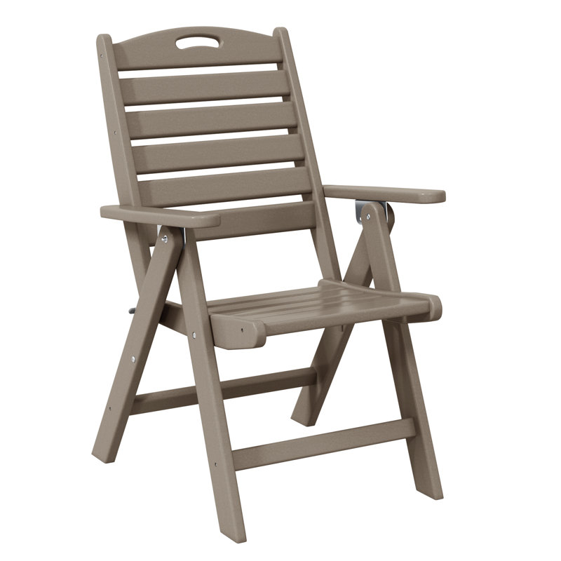 Laguna Patio Folding Highback Dining Chair, White Washed