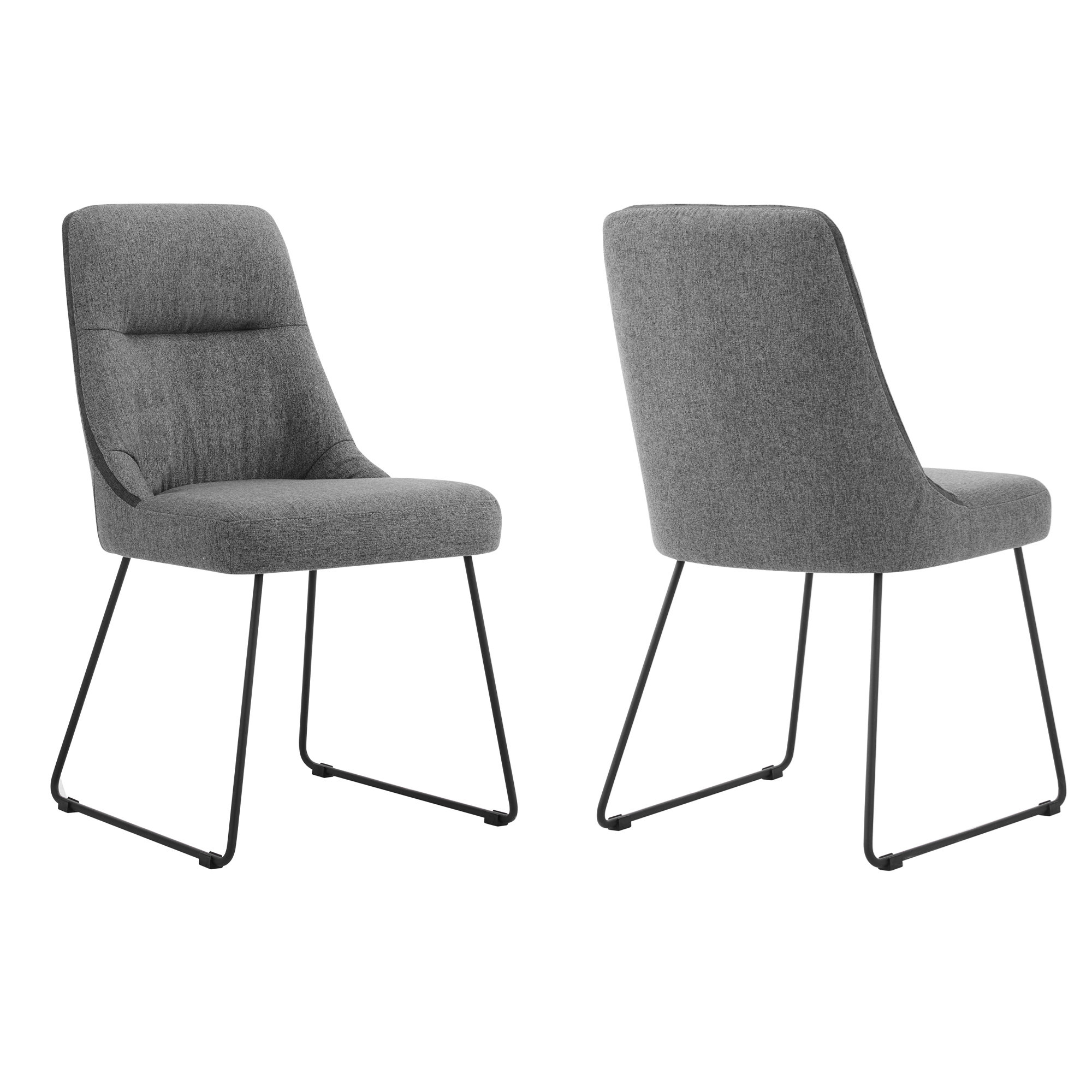 George Oliver Gray Fabric and Metal Dining Room Chairs - Set of 2 | Wayfair