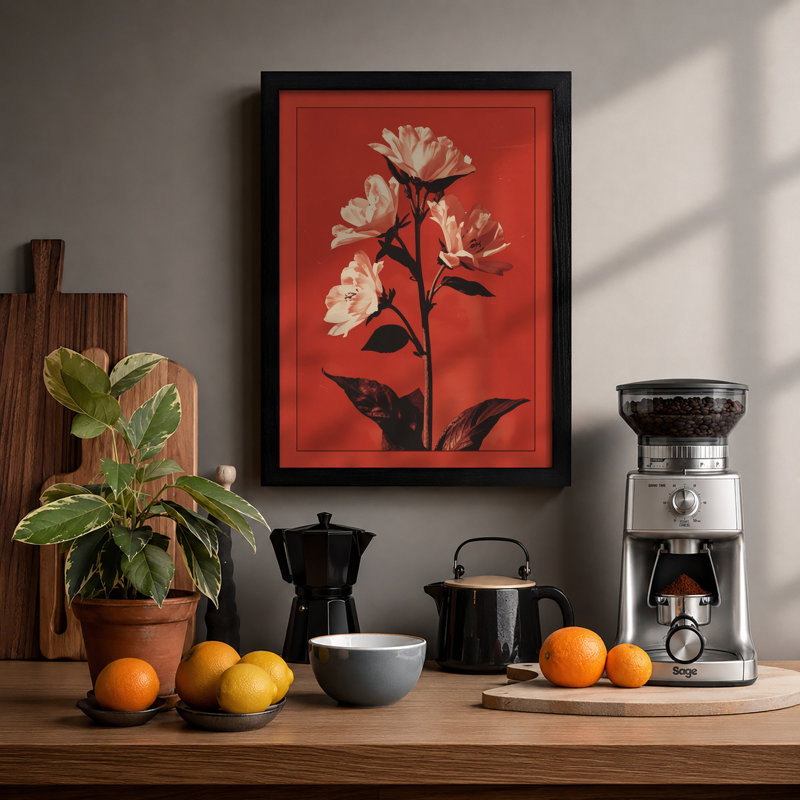 Flowering Plant Study Botanical - Framed Print, A3 - 42.0 x 29.7 cm, Black