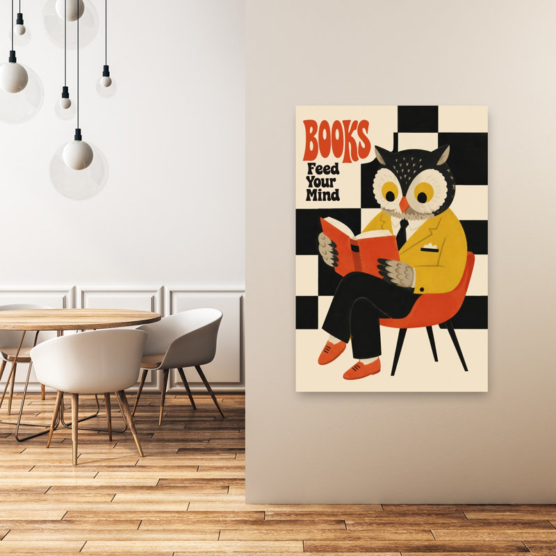 «Wise Owl», impression d'art rétro moderne rétro sur bois forêt de chouettes, H 48 po x l 32 po