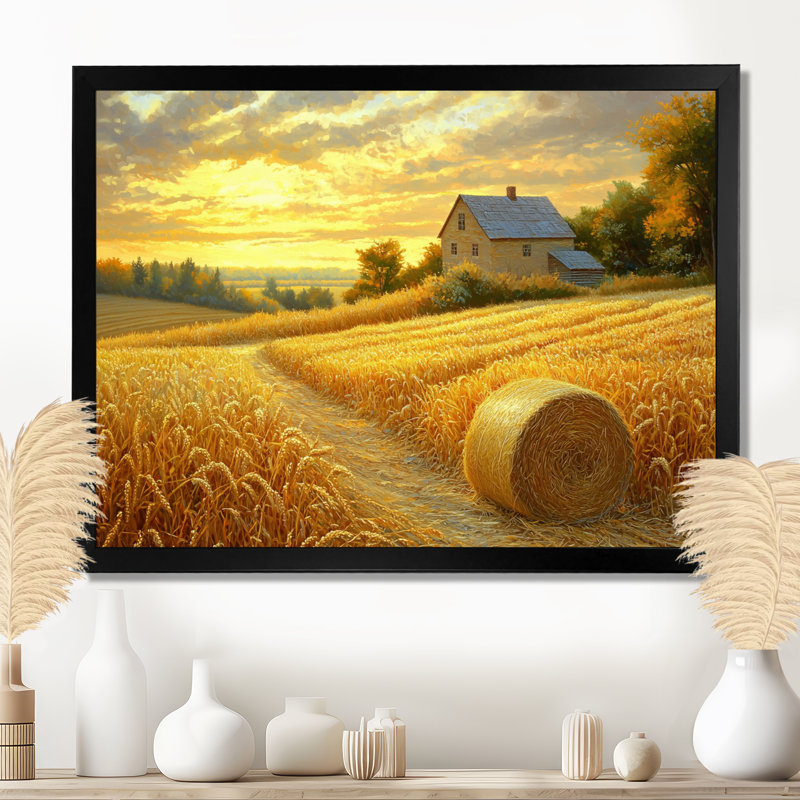 «Countryside Golden Harvest Fields II», art sur toile, Cadre simple, Noir, H 12 po x l 20 po