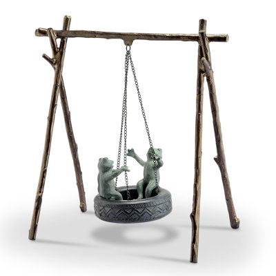 Tire Swing Frogs Garden Statue