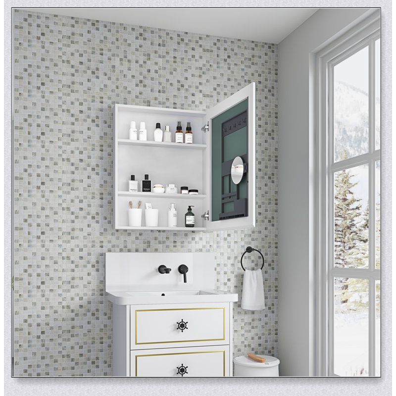 Armoire à pharmacie à surface sans miroir avec bords biseautés, espace de rangement spacieux pour les salles de bain modernes