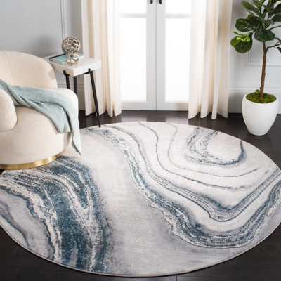Shara Abstract Gray/Blue Area Rug