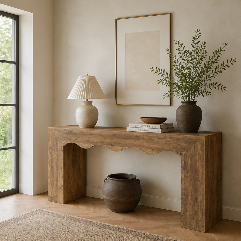 63" Console Table, Wooden Sofa Table Entryway Table with Storage