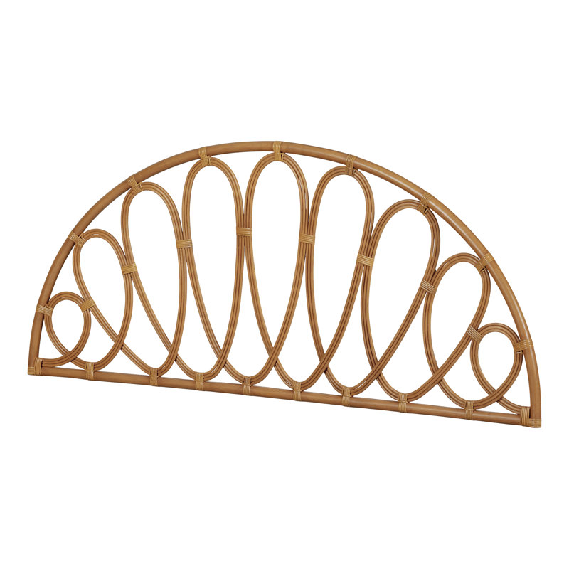 Full Black Rattan Wall-Mounted Panel Headboard