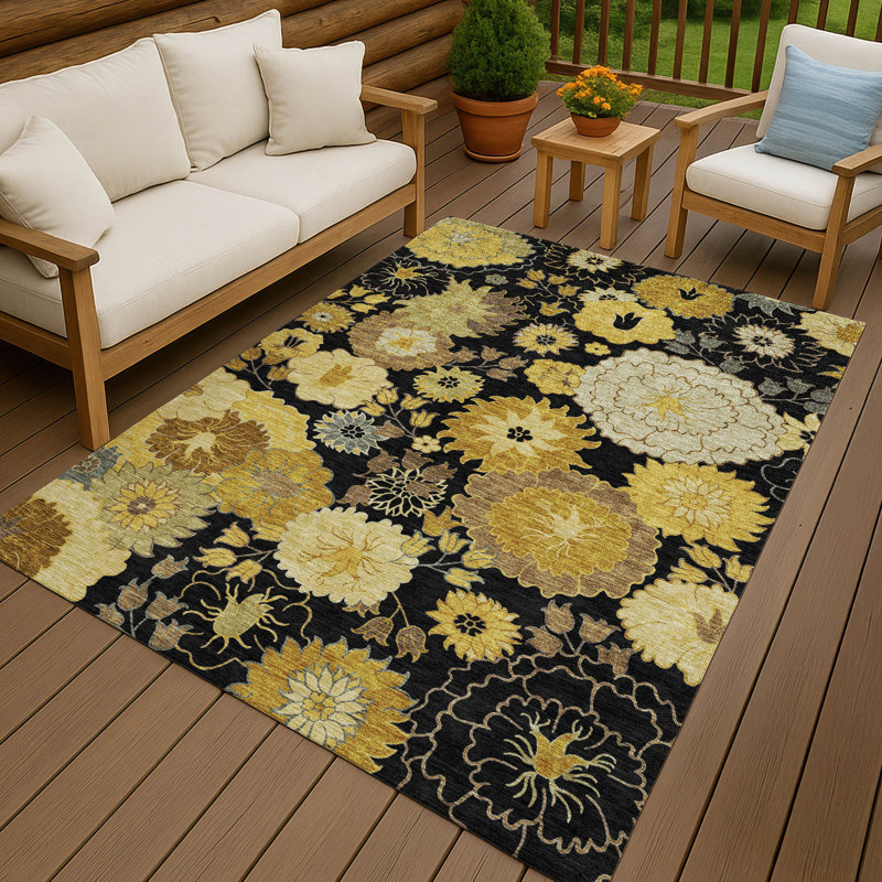Machine Washable Indoor/Outdoor Emelia ACN2294 Floral Rug, Rectangle 2'6" x 3'10"