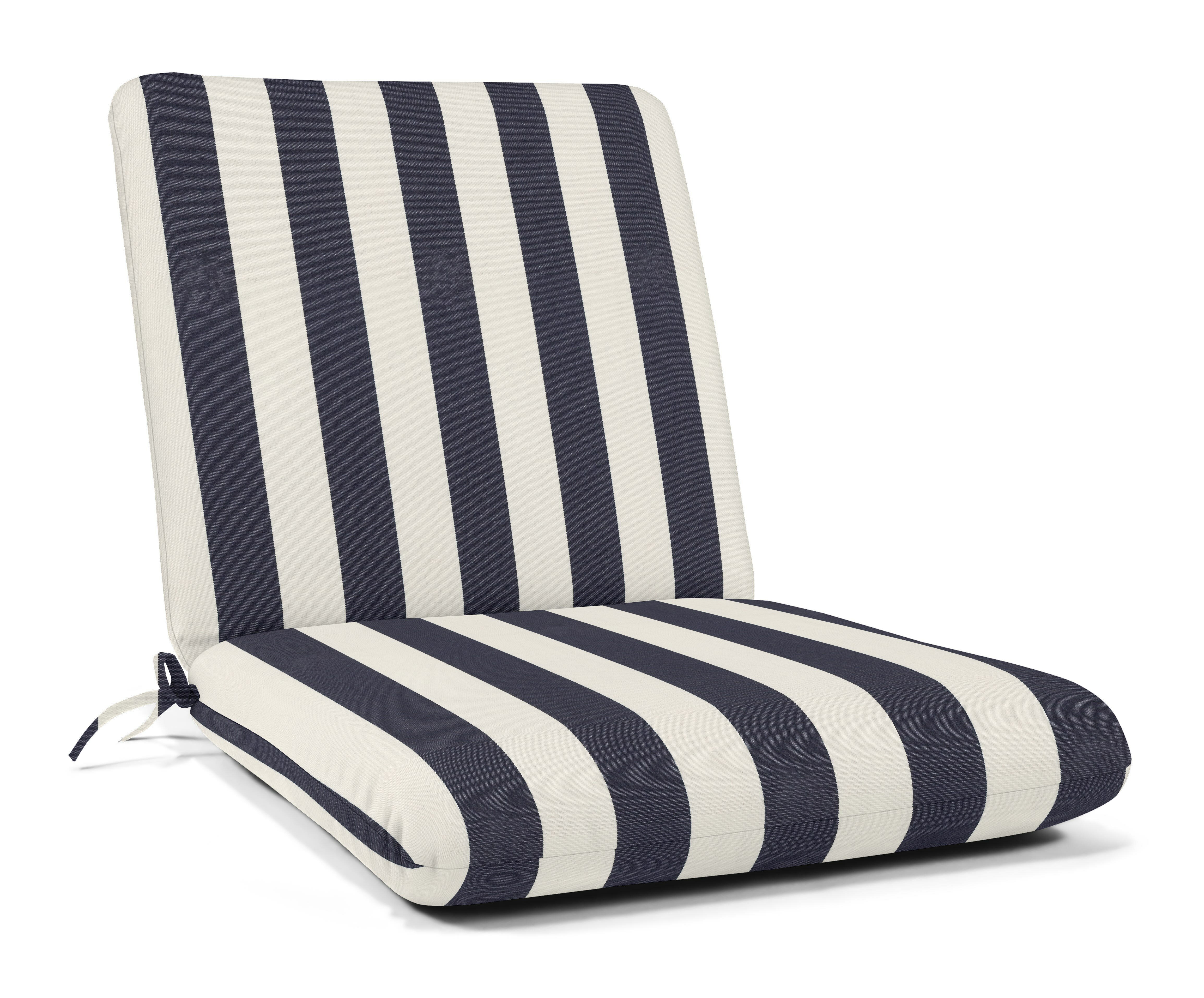 Rohando Stripe Outdoor/Indoor High Back Dining Chair Cushion for Patio Furniture, 21 x 43 x 3, Captain's Blue Latitude Run Fabric: Blue