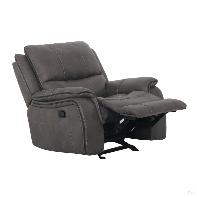 Transitional Style Glider Recliner Pillow Top Arms Welt Trim Fully Upholstered Light Primary Living Room