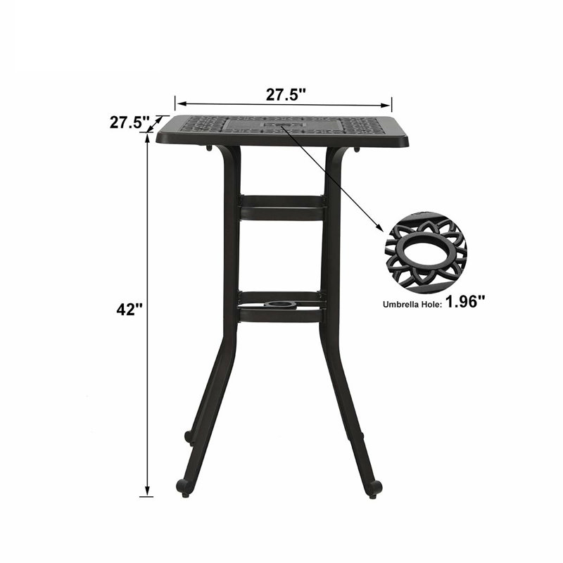 Caruthers Rectangular Metal Outdoor Bistro Table