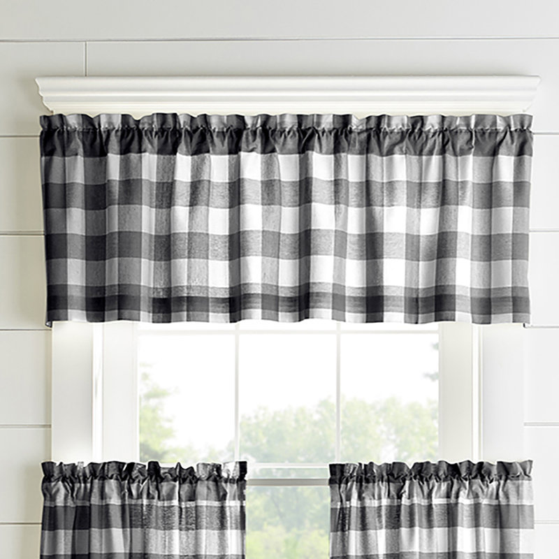 Skookum Cotton Striped Tailored Window Valance, Black/White