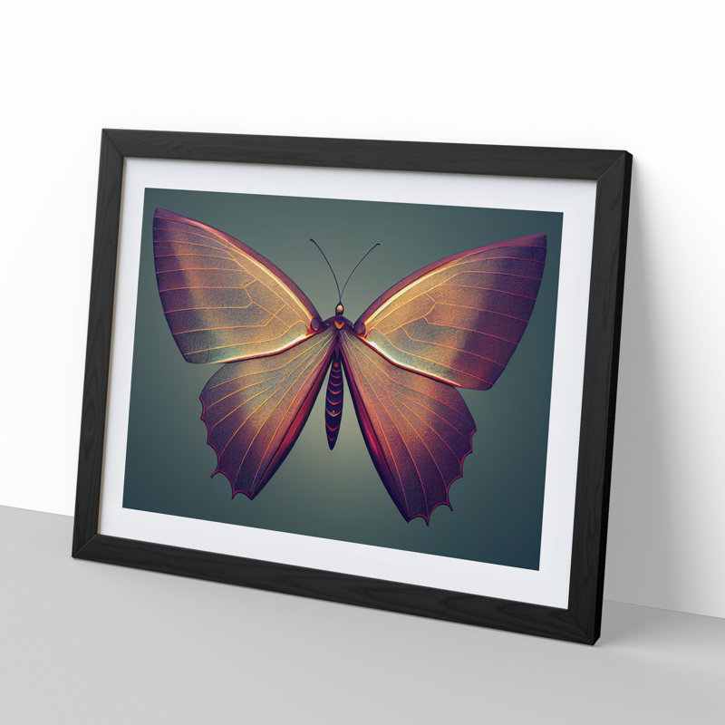 Compelling Butterfly - Single Picture Frame Print, Black Framed, 46cm H x 64cm W x 2cm D