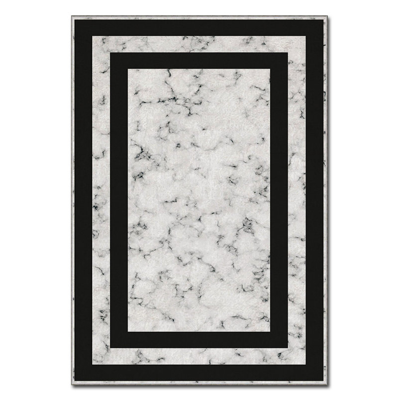 Tapis rectangulaire tissé à la machine en polyester Schmucker noir / gris, Rectangle 5 pi 11 po x 9 pi 2 po
