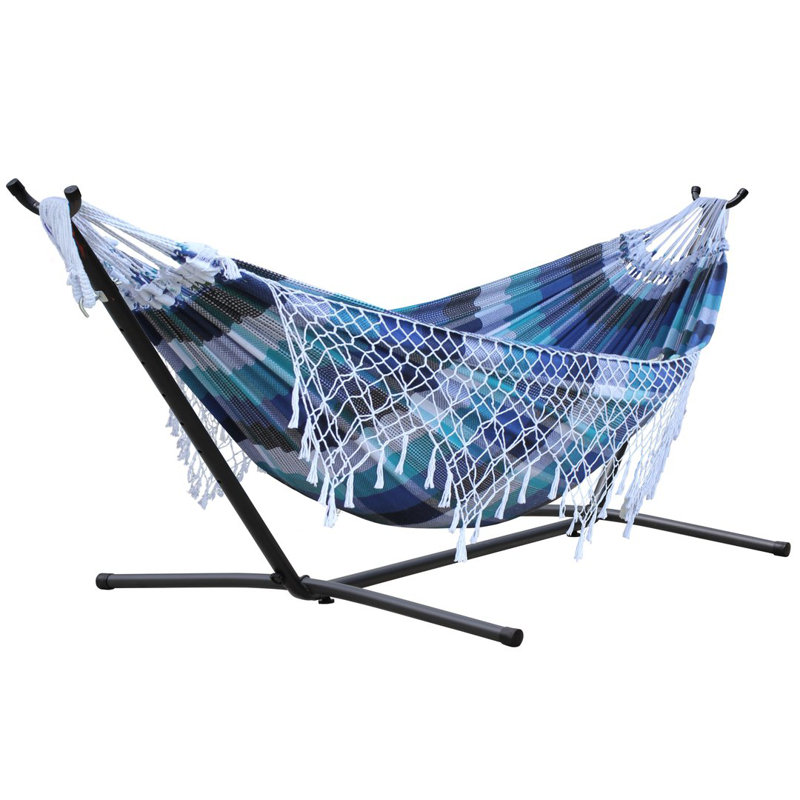 Hamac brésilien double avec support en acier Vivere (capacité de 450 lb), Bleu