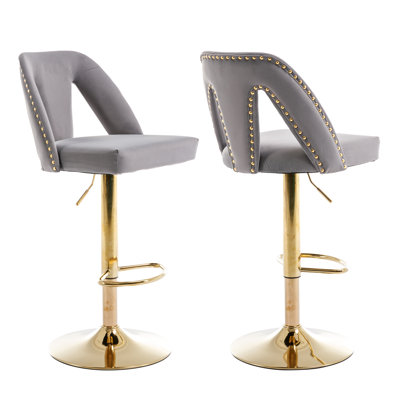 Angalena Swivel Upholstered Adjustable Height Counter Stool with Metal Frame