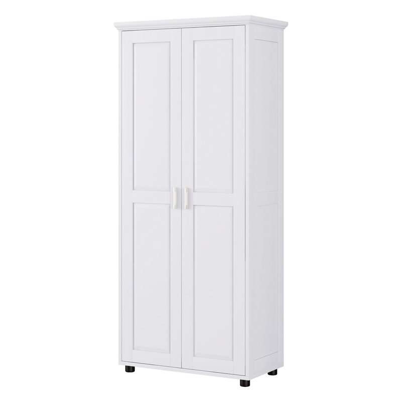 Armoire de rangement blanche avec deux portes - Étagère ajustable en panneau de fibres à densité moyenne pour salle de bain et bureau