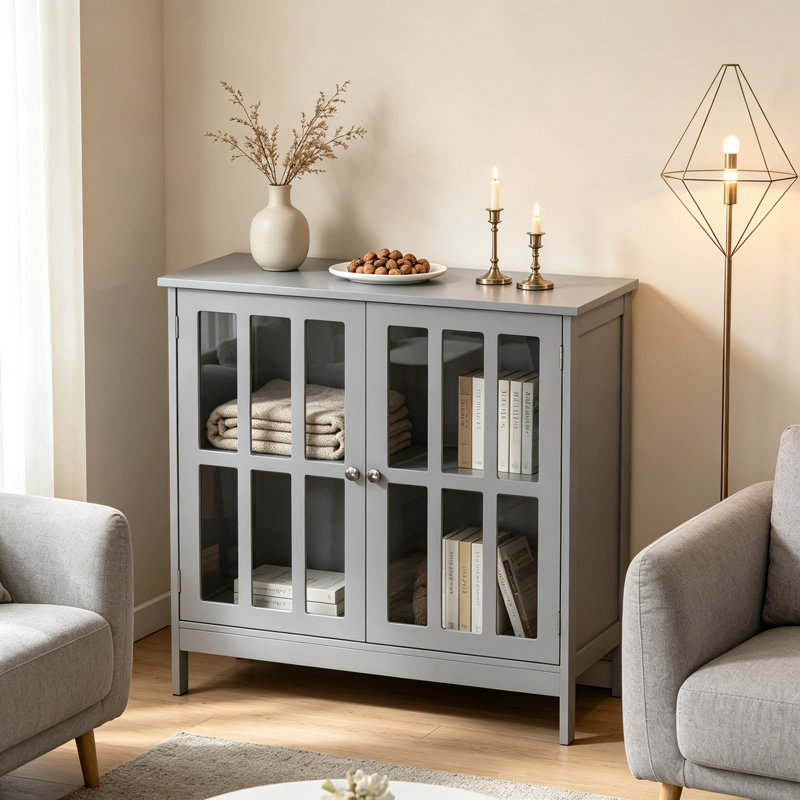 Sideboard Buffet, Storage Cabinet, Gray Cabinet