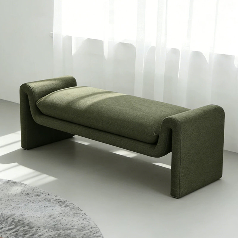 Banc rembourré vert, 17.72" H x 55.12" L x 13.78" D