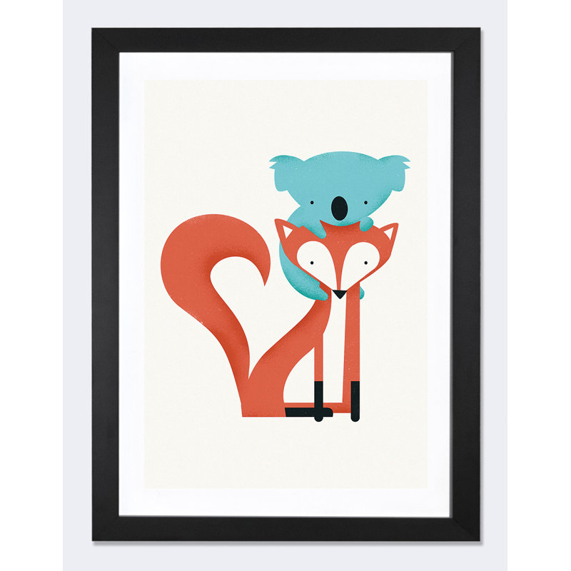 «Fox and Koala», impression, H 24 po x l 16 po x P 1 po, Papier encadré noir