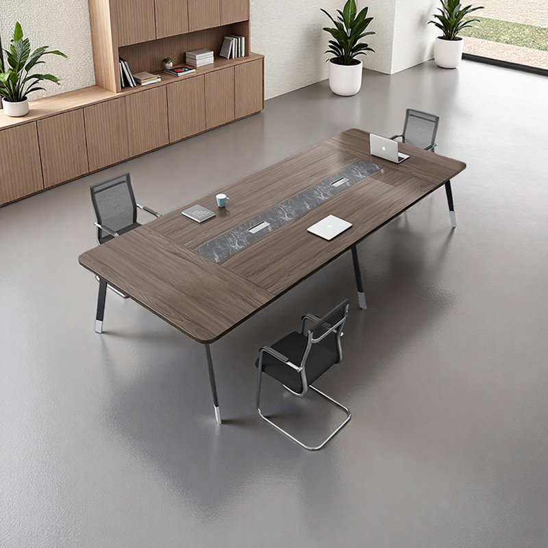 Table de conférence moderne avec pieds en métal, H 29,52 po x L 102,36 po x l 51,18 po, Gris/taupe
