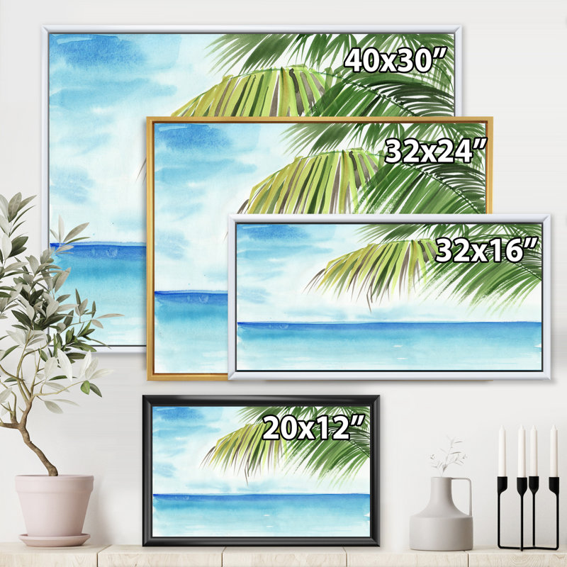 Palm Beach Resort At Dawn III - reproduction sur toile, H 30 po x l 40 po x p 1 po, Toile encadrée d'or