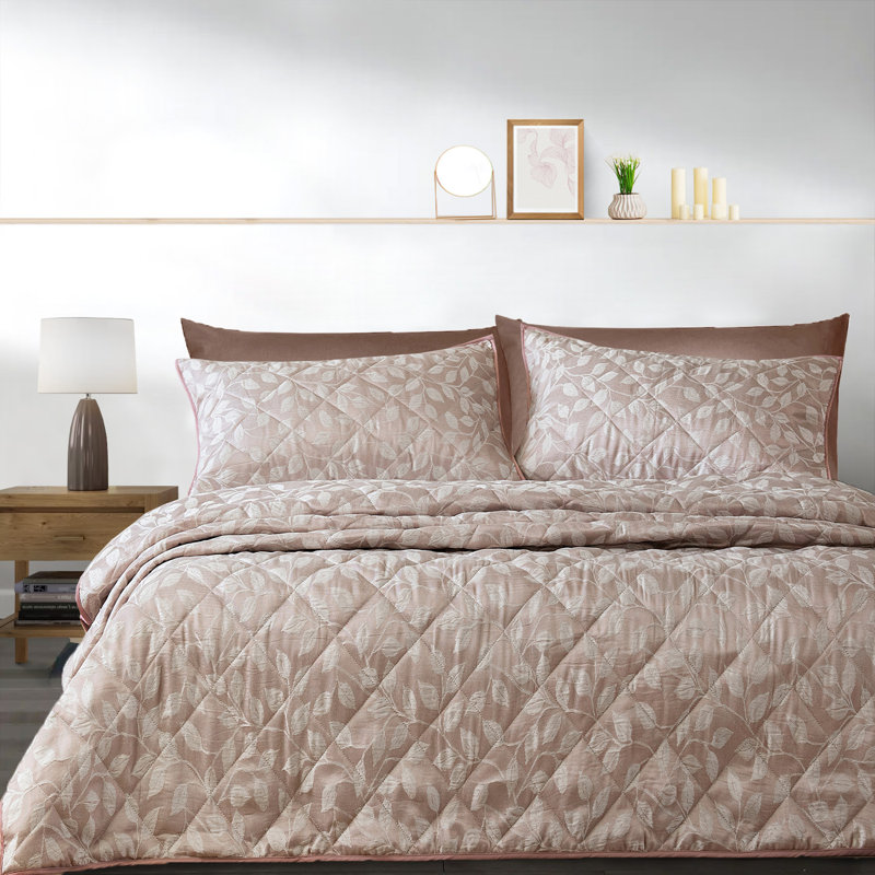 Abhipsa Luxury Jacquard Bedspread Sets, Super King Bedspread - 2 Shams, Blush